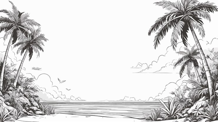 Vector holiday template on sea beach illustration