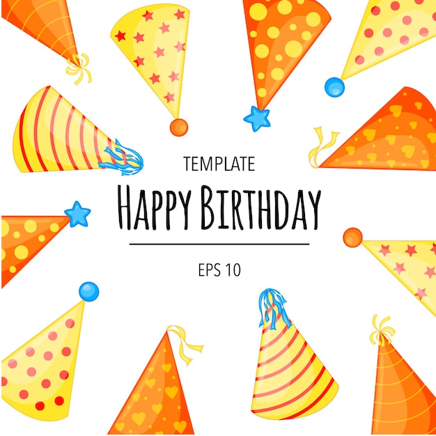 Holiday template for your birthday text with caps. cartoon style. vector.