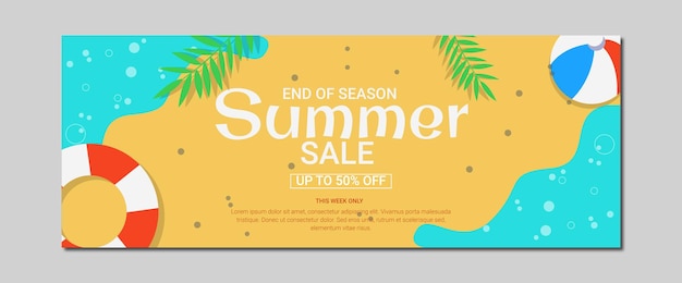 Holiday themed banner template design summer beach banner template