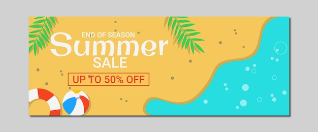 Holiday themed banner template design summer beach banner template