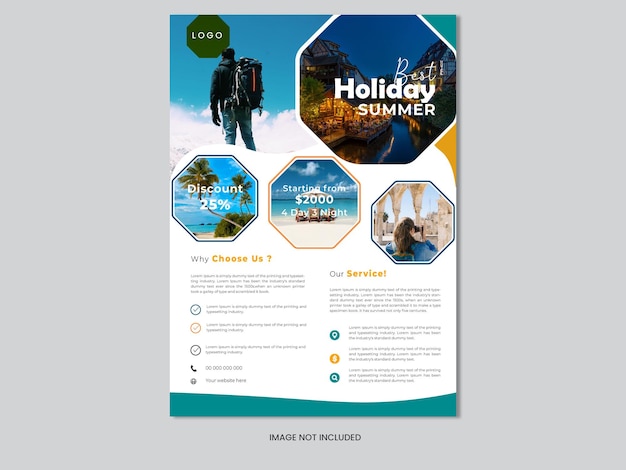 Vector holiday travel flyer template