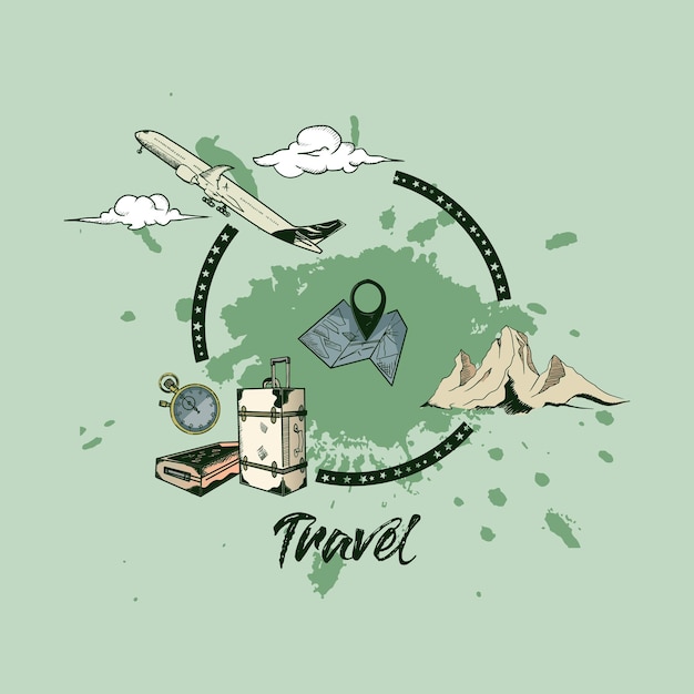 Holiday and travel item concept color background