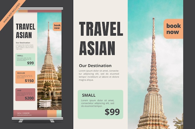 Vector holiday travel roll up banner design