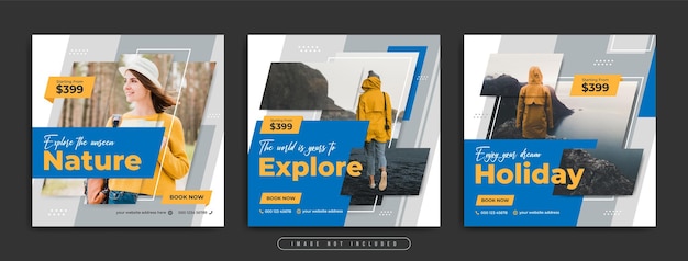 休日の旅行ソーシャルメディアの投稿またはwebバナー