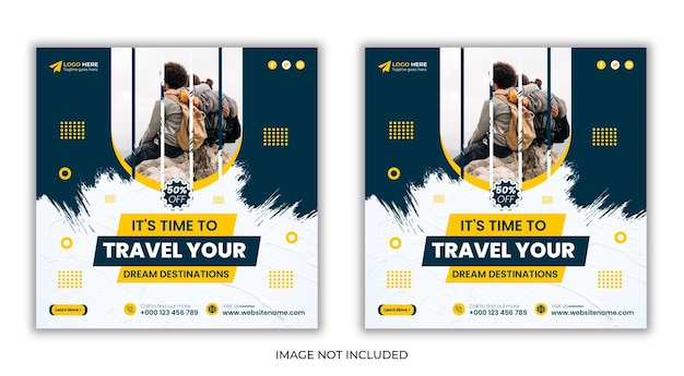 Holiday travel tourism square Instagram post template design