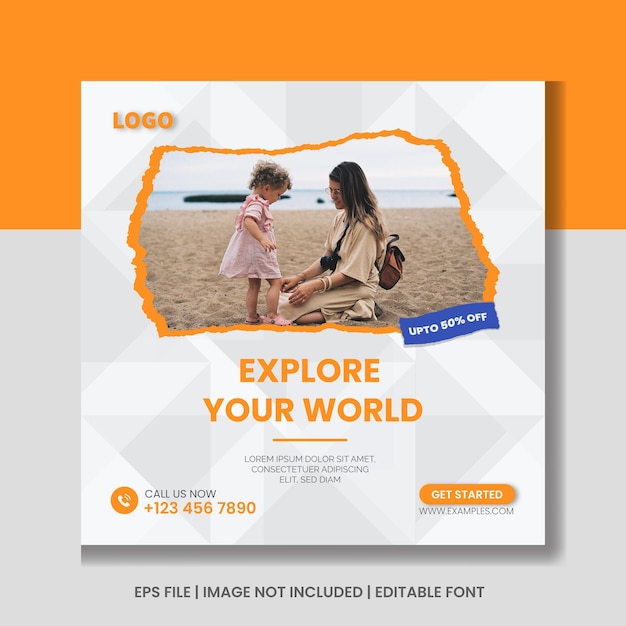 Holiday travel vacation Tourism business social media and instagram post template