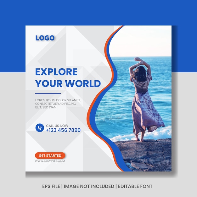 Holiday travel vacation tourism business social media and instagram post template