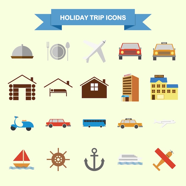 Holiday trip icons