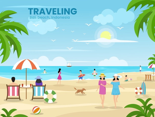 Vector holiday vacation beach illustration design