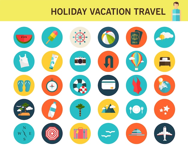 Holiday vacation travel consept flat icons.