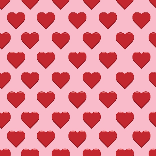 휴일 발렌타인 데이. 분홍색 배경에 빨간색 하트가 있는 매끄러운 패턴입니다.