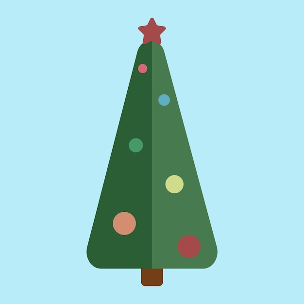 Holiday vector christmas tree with colorful balls isolated illustration