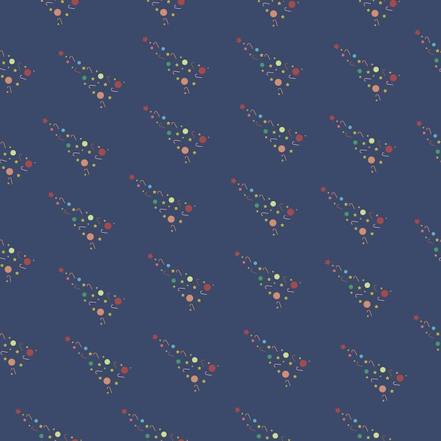 Holiday vector christmas trees on blue background seamless pattern