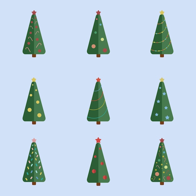 Holiday vector set of abstract christmas trees illustration