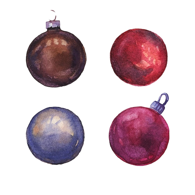 Holiday Xmas baubles isolated vector elements