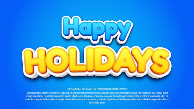 Holidays 3d style editable text effect