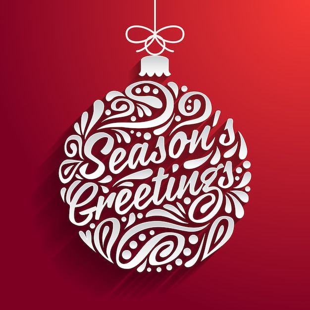 Vector holidays greeting card with abstract doodle christmas ball. season's greeting