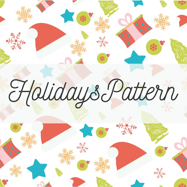 Holidays seamless pattern with santa hats