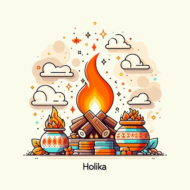 Vector holika dahan background vector illustration indian festival