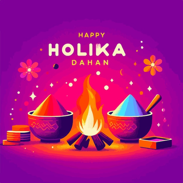 Holika dahan background vector illustration indian festival