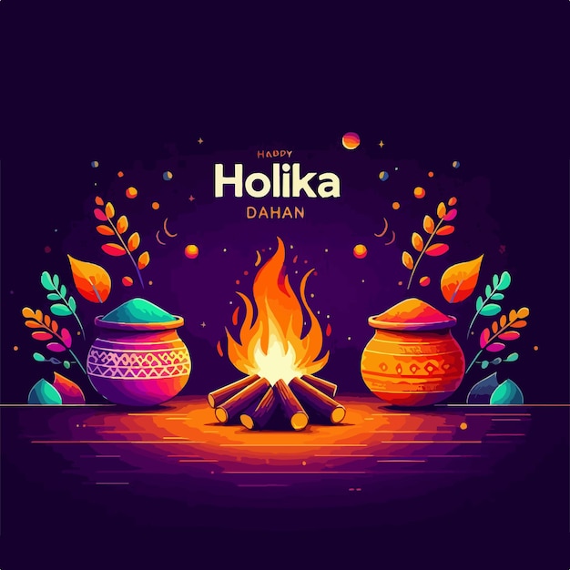 Holika dahan background vector illustration indian festival