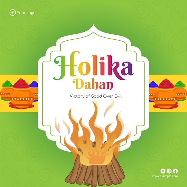 Holika dahan indian festival victory of good over evil banner design