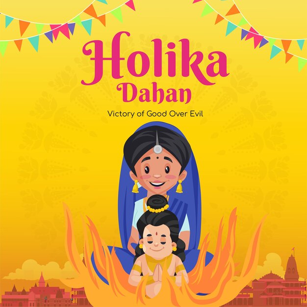 Holika dahan indian festival victory of good over evil banner design