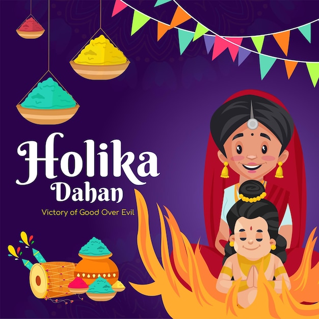 Holika dahan indian festival victory of good over evil banner design