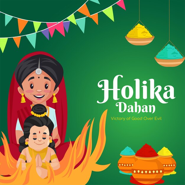 Holika dahan indian festival victory of good over evil banner design