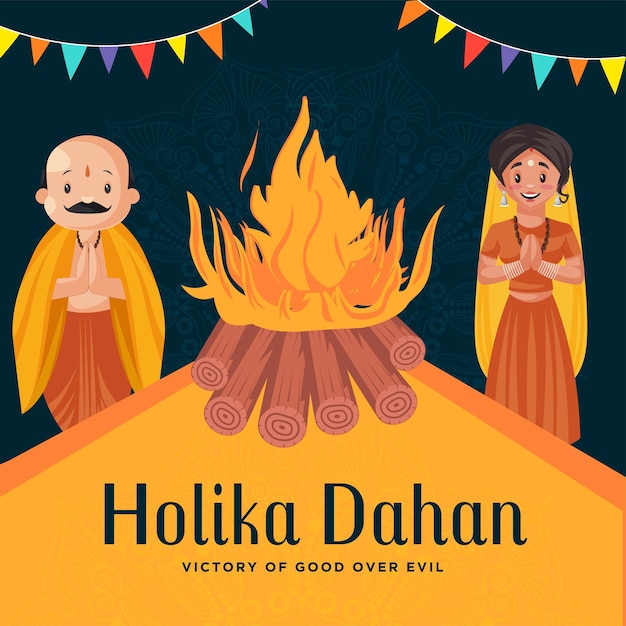 Holika dahan 악의 배너 디자인 템플릿에 대한 선의 승리