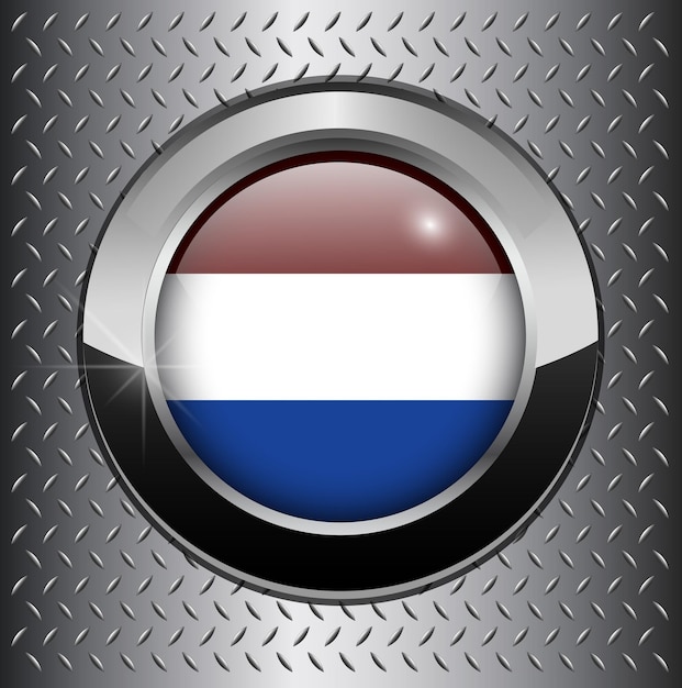 Vector holland vlag knop op metalen achtergrond vector