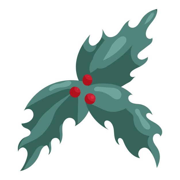Вектор Иконка рождественского символа холли берри в мультяшном стиле выделена на белом фоне векторной иллюстрации
