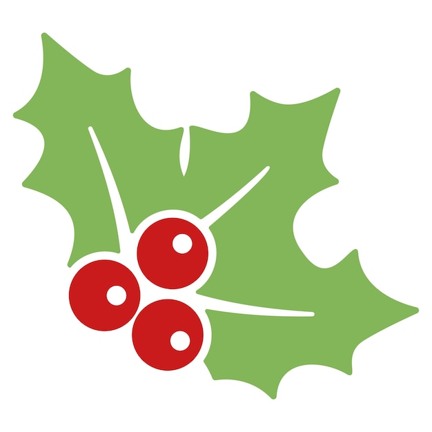 Holly berry kerst pictogram op witte achtergrond vlakke stijl vector illustratie