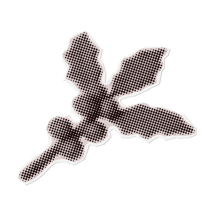 Vector holly branch christmas torn out paper sticker in naive halftone collage style vector vintage clay
