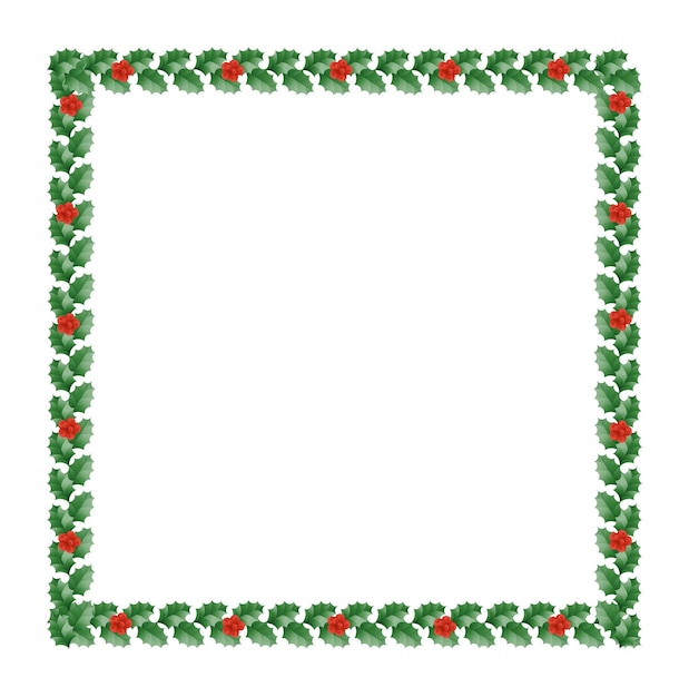 ベクトル 緑の葉と赤いベリーとヒイラギのクリスマスの境界線ヒイラギの葉とクリスマスフレーム