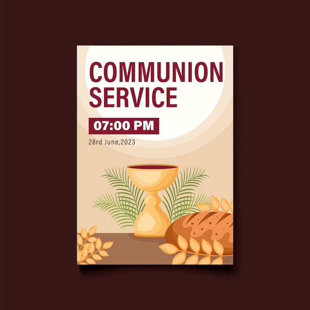 Vector holly communion service flyer design