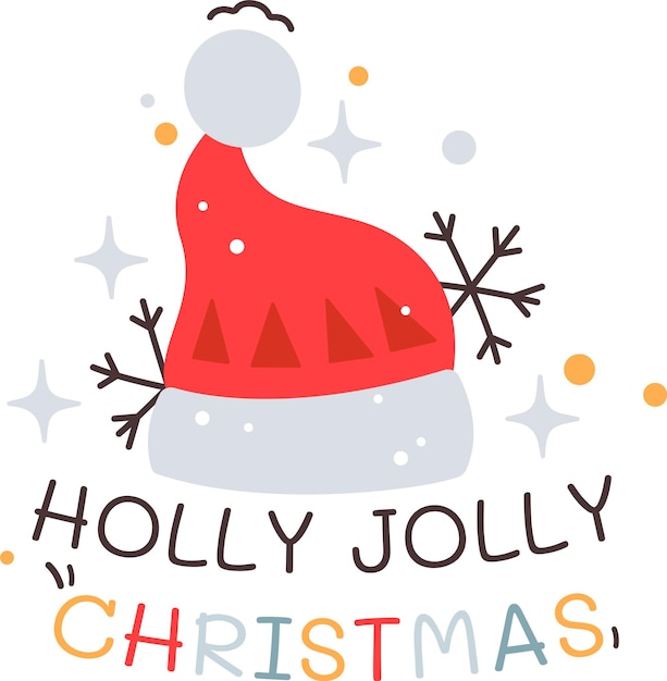 Holly Jolly Christmas Santa Hat Sticker