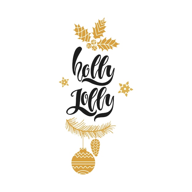 Holly Jolly Hand drawn calligraphy text