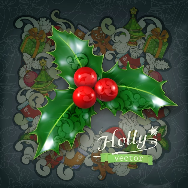 Holly traditional Christmas decoration background