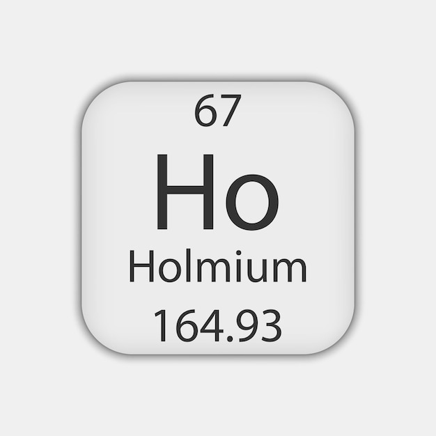 Holmium symbol Chemical element of the periodic table Vector illustration