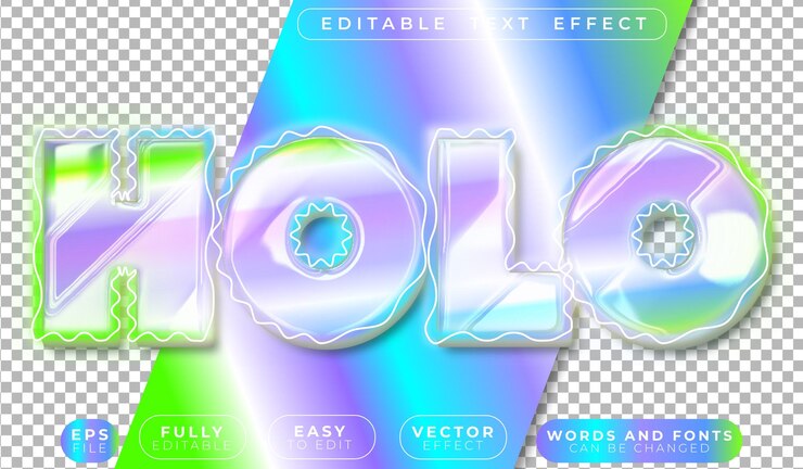 Vector holo 3d colorfull fully editable vector text file