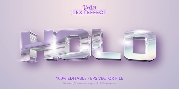 Holo text, holographic iridescent color wrinkled foil style editable text effect