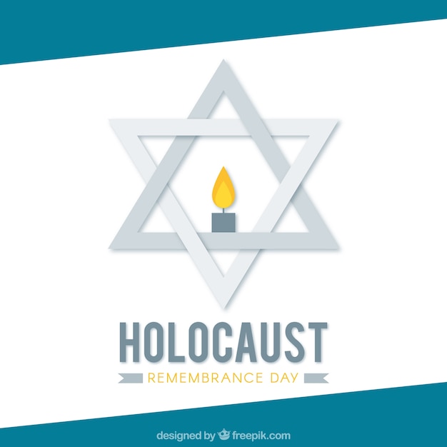 Vector holocaust remembrance day, gray star with a candle