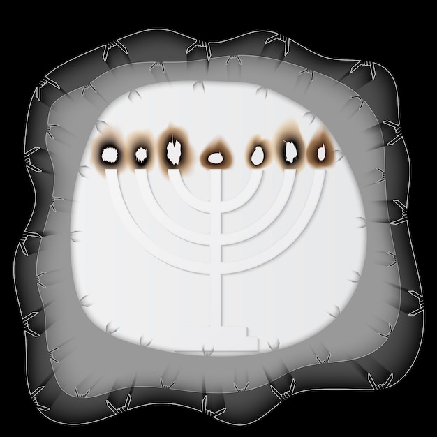 Holocaust remembrance day paper menorah vector illustration