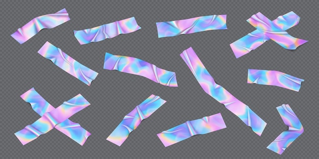 Holografische folie banden realistische vector illustratie set
