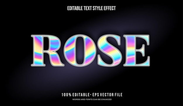 Holograhic text style effect Editable vector fonts