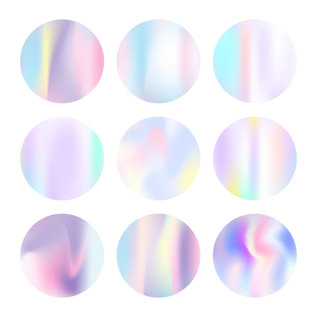 Premium Vector | Hologram abstract circles set.