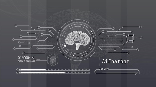 Hologram of digital brain with artificial intelligence neural network concept