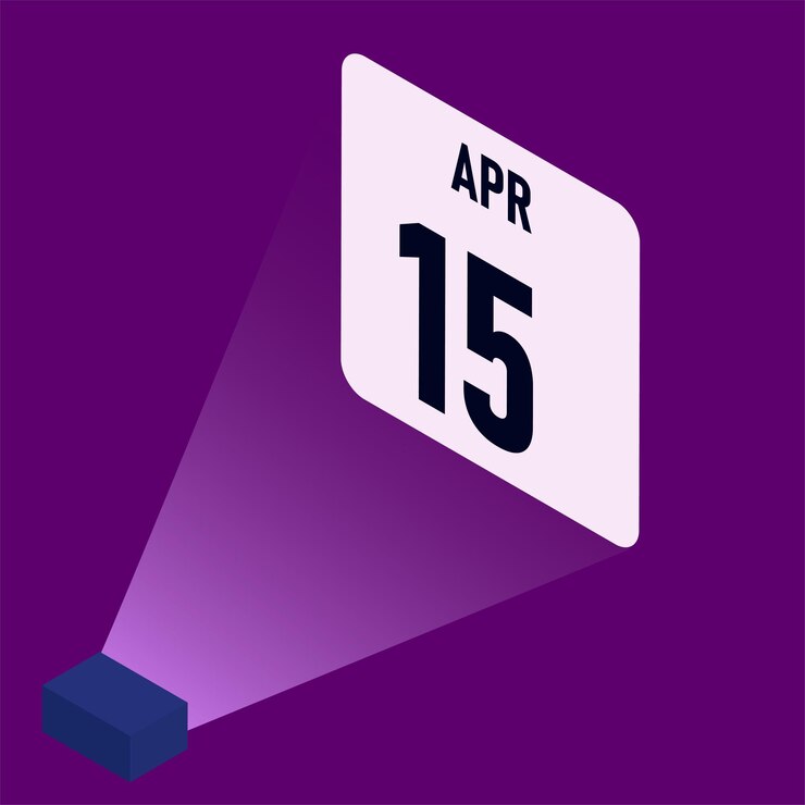 Vector hologram effect calendar april 2025