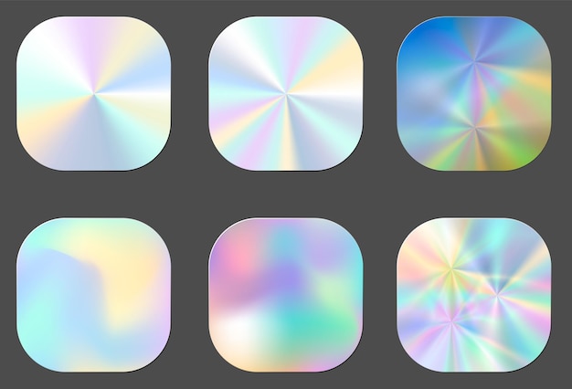 Hologram gradient background set with holographic cover 90s 80s retro style